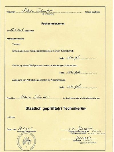 Fachschulexamen Technik