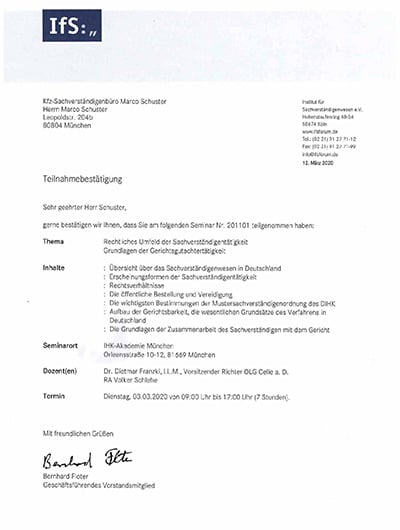 Teilnahmebescheinigung Rechtliches Umfeld
