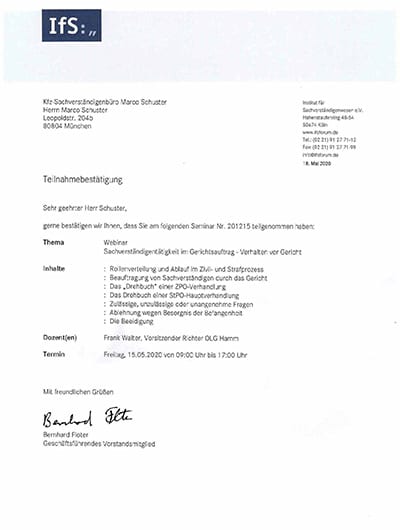 Teilnahmebescheinigung Verhalten vor Gericht