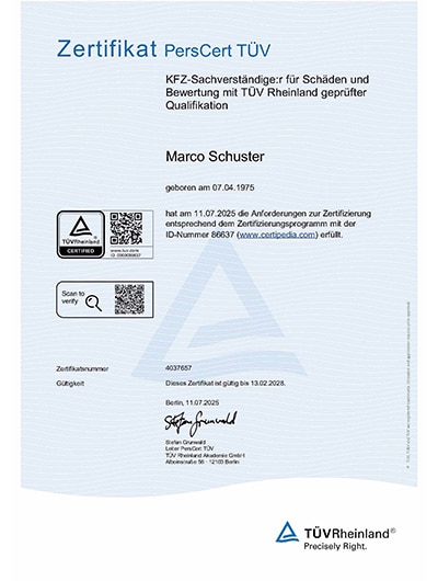 Zertifikat Rheinland PersCert TÜV